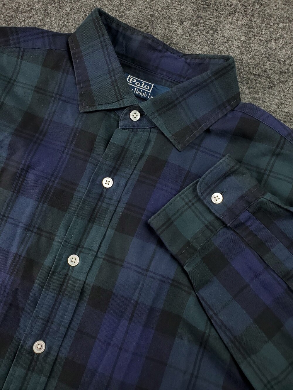 Vintage 90s Polo Ralph Lauren Westerton Button Down Shirt XL Black Watch Plaid